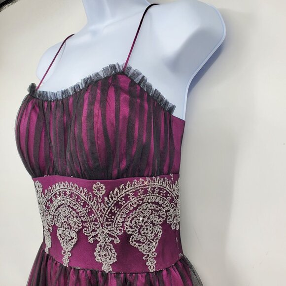 Vintage Morgan Co Purple Y2K Empire Waist Whimsigoth Dark Fairy Glam Goth Dress - Picture 5 of 11